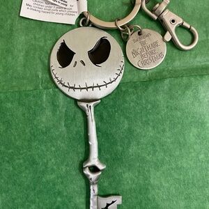 Disney Silver Nightmare Before Christmas Jack 2 Face KeyChain Holder NWT